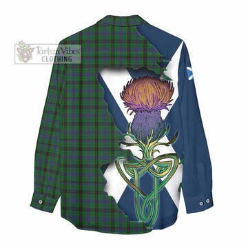 Davidson Tartan Family Crest Women's Casual Shirt Scottish Thistle Celtic Inspired - Tartan Vibes Clothing