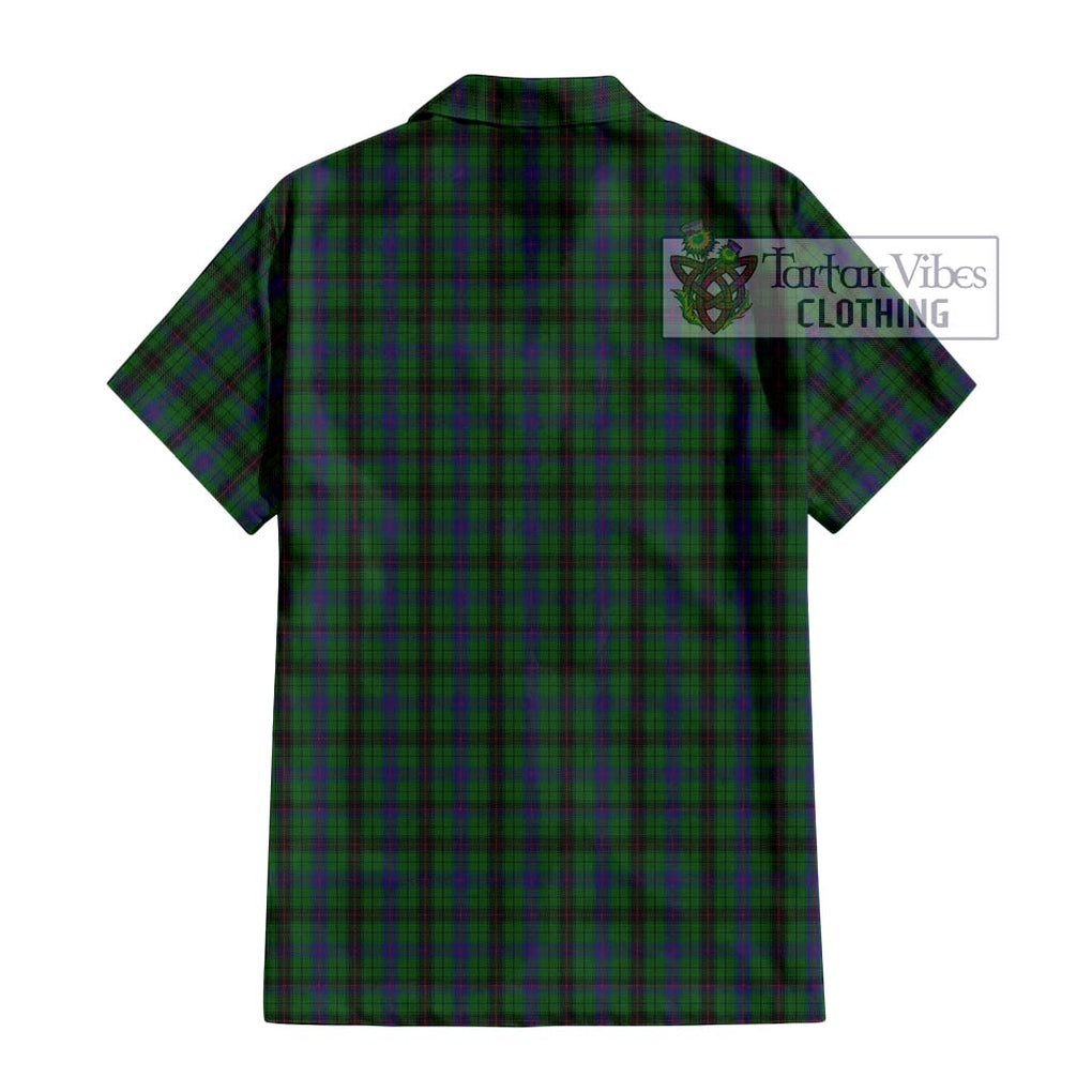 Davidson Tartan Short Sleeve Button Shirt with Family Crest DNA In Me Style - Tartanvibesclothing Shop