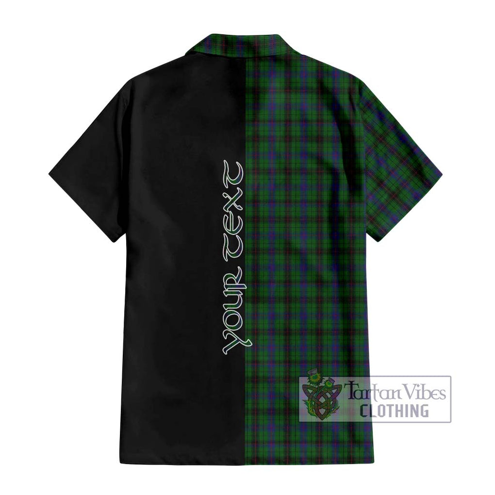 Davidson Tartan Short Sleeve Button Shirt with Family Crest and Half Of Me Style - Tartanvibesclothing Shop