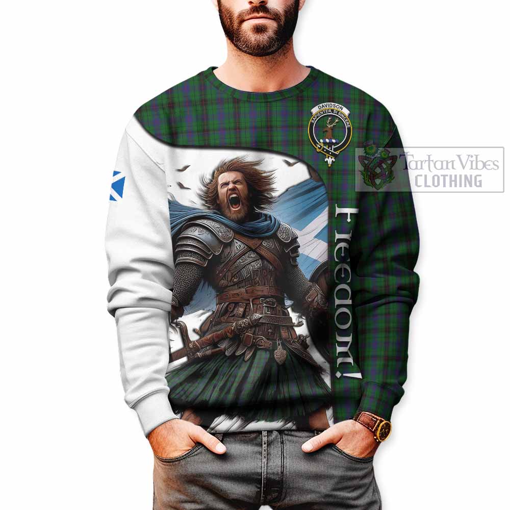 Tartan Vibes Clothing Davidson Crest Tartan Sweatshirt Inspired by the Freedom of Scottish Warrior