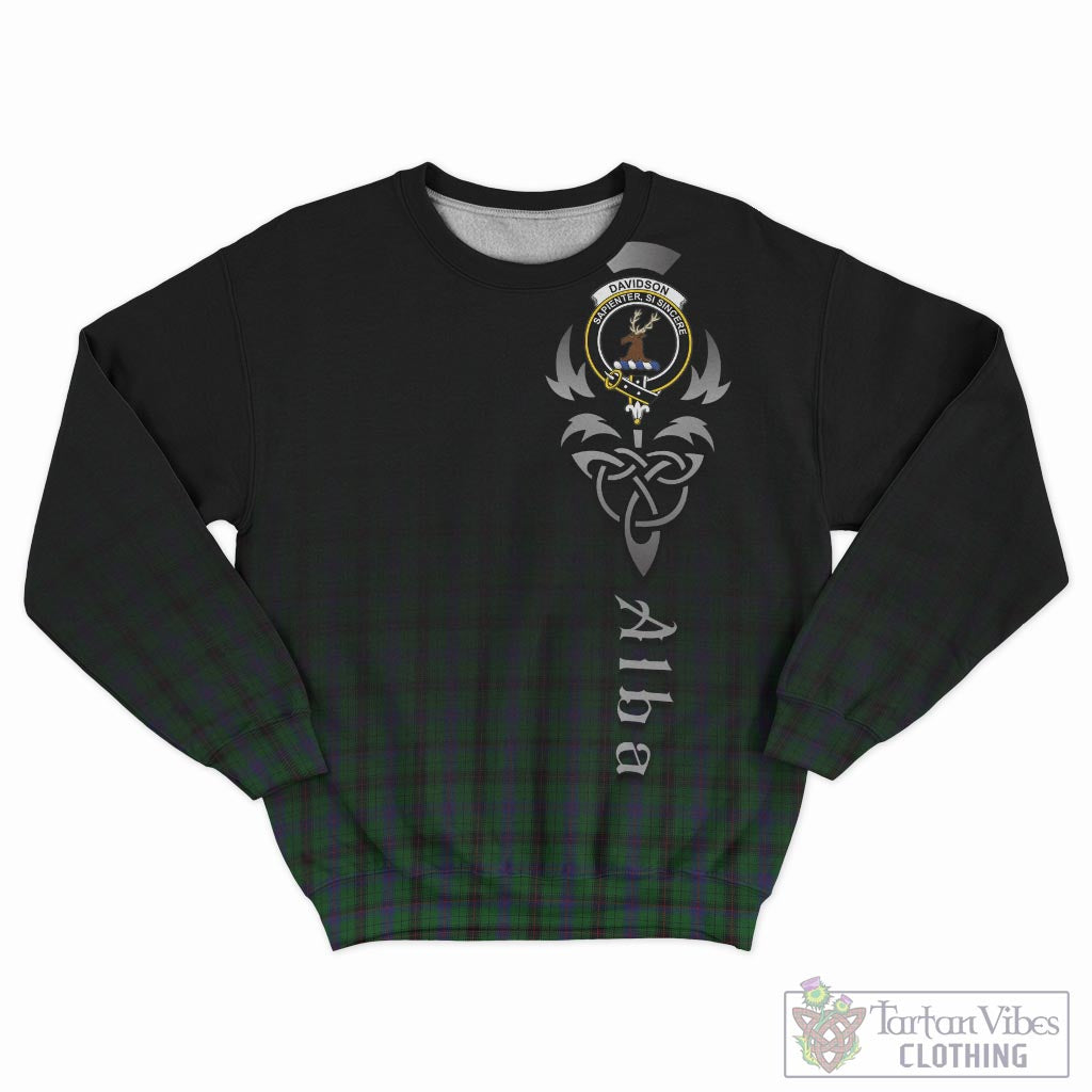 Tartan Vibes Clothing Davidson Tartan Sweatshirt Featuring Alba Gu Brath Family Crest Celtic Inspired