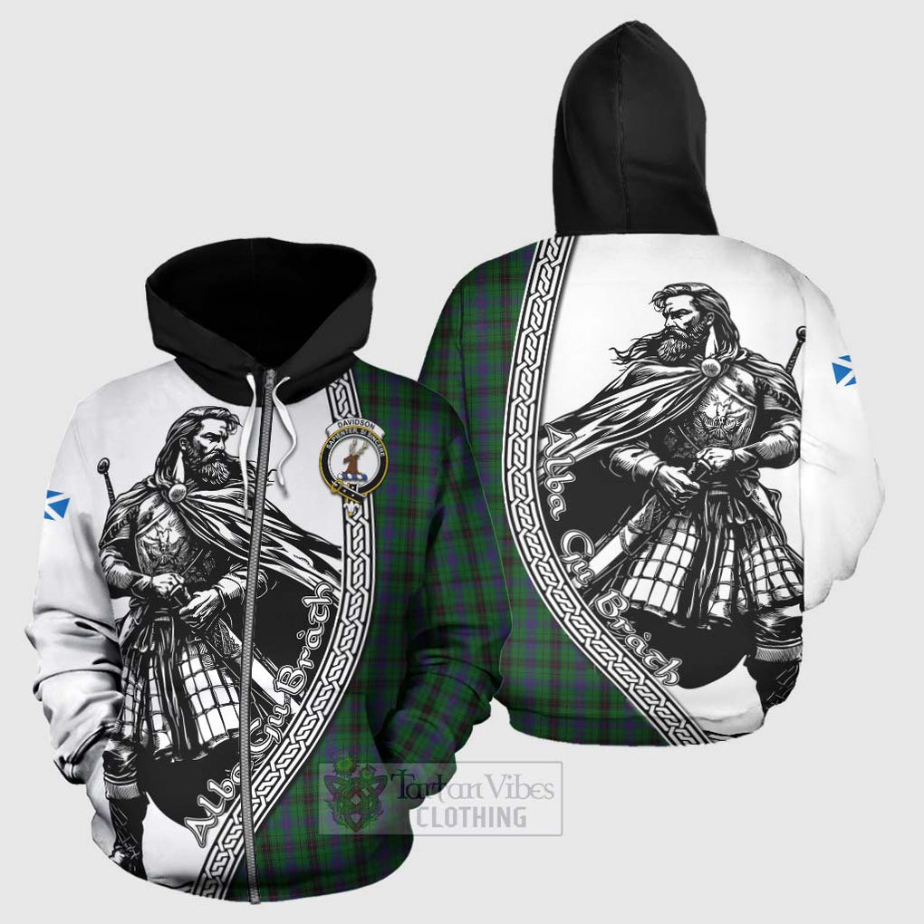 Davidson Tartan Clan Crest Hoodie with Highlander Warrior Celtic Style - Tartan Vibes Clothing