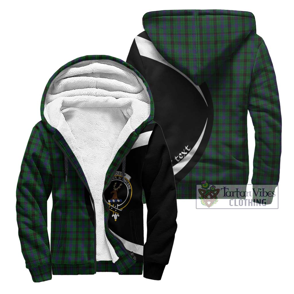 Davidson Tartan Sherpa Hoodie with Family Crest Circle Style Unisex - Tartan Vibes Clothing