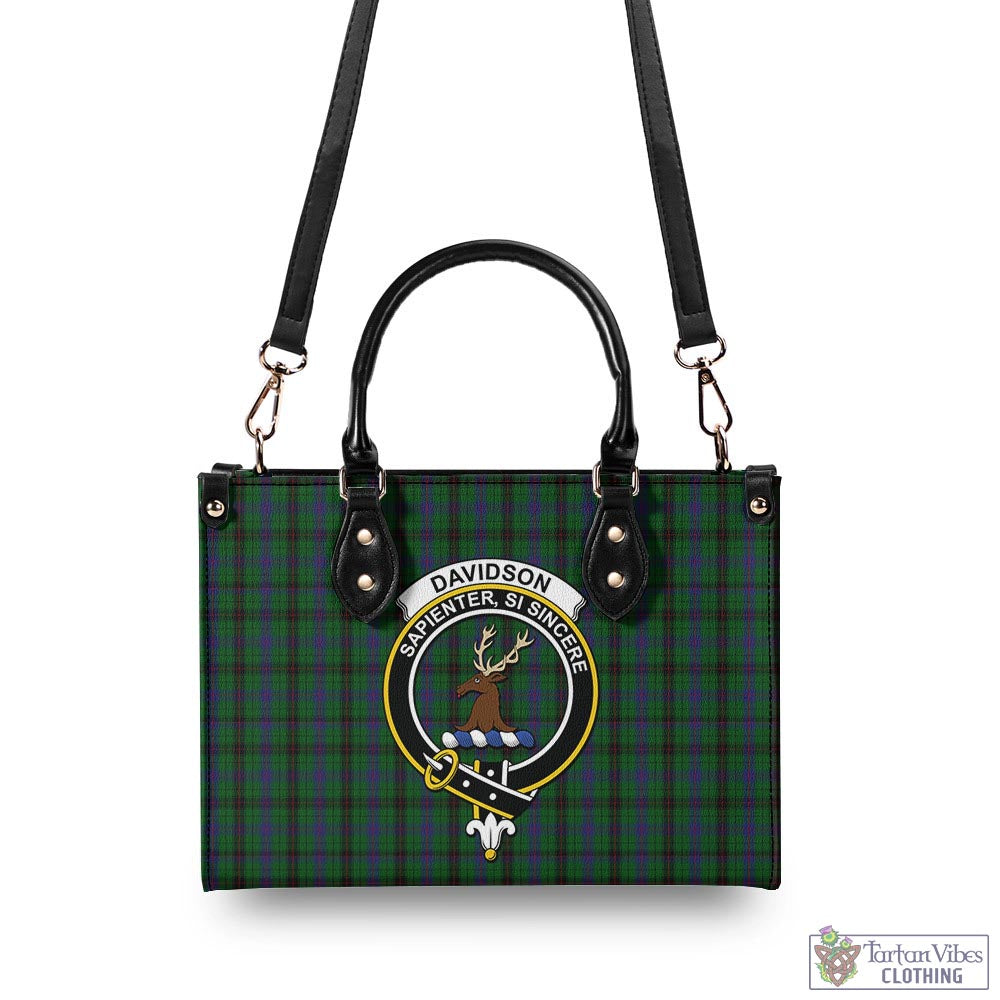 Davidson Tartan Luxury Leather Handbags with Family Crest - Tartan Vibes Clothing