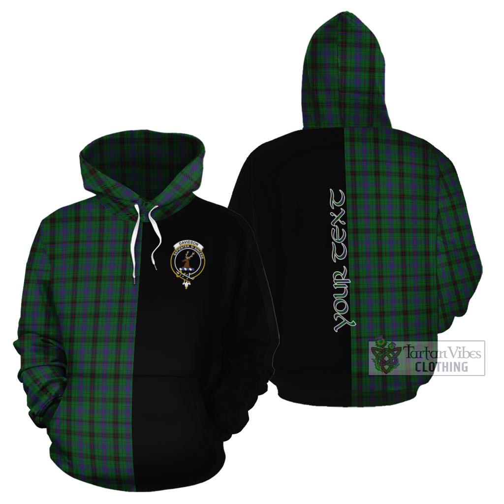 Tartan Vibes Clothing Davidson Tartan Cotton Hoodie with Family Crest and Half Of Me Style