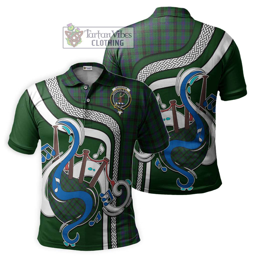 Tartan Vibes Clothing Davidson Tartan Polo Shirt with Epic Bagpipe Style