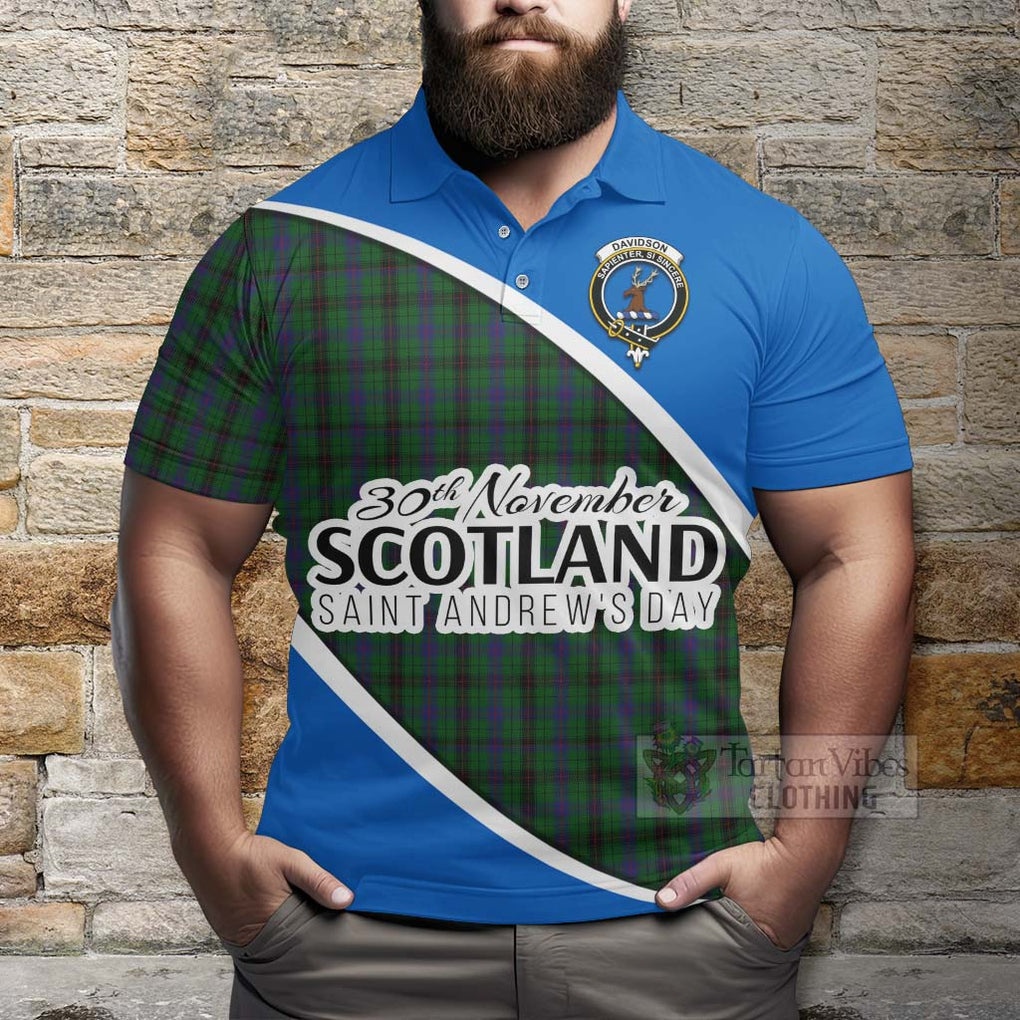 Tartan Vibes Clothing Davidson Family Crest Tartan Polo Shirt Celebrate Saint Andrew's Day in Style