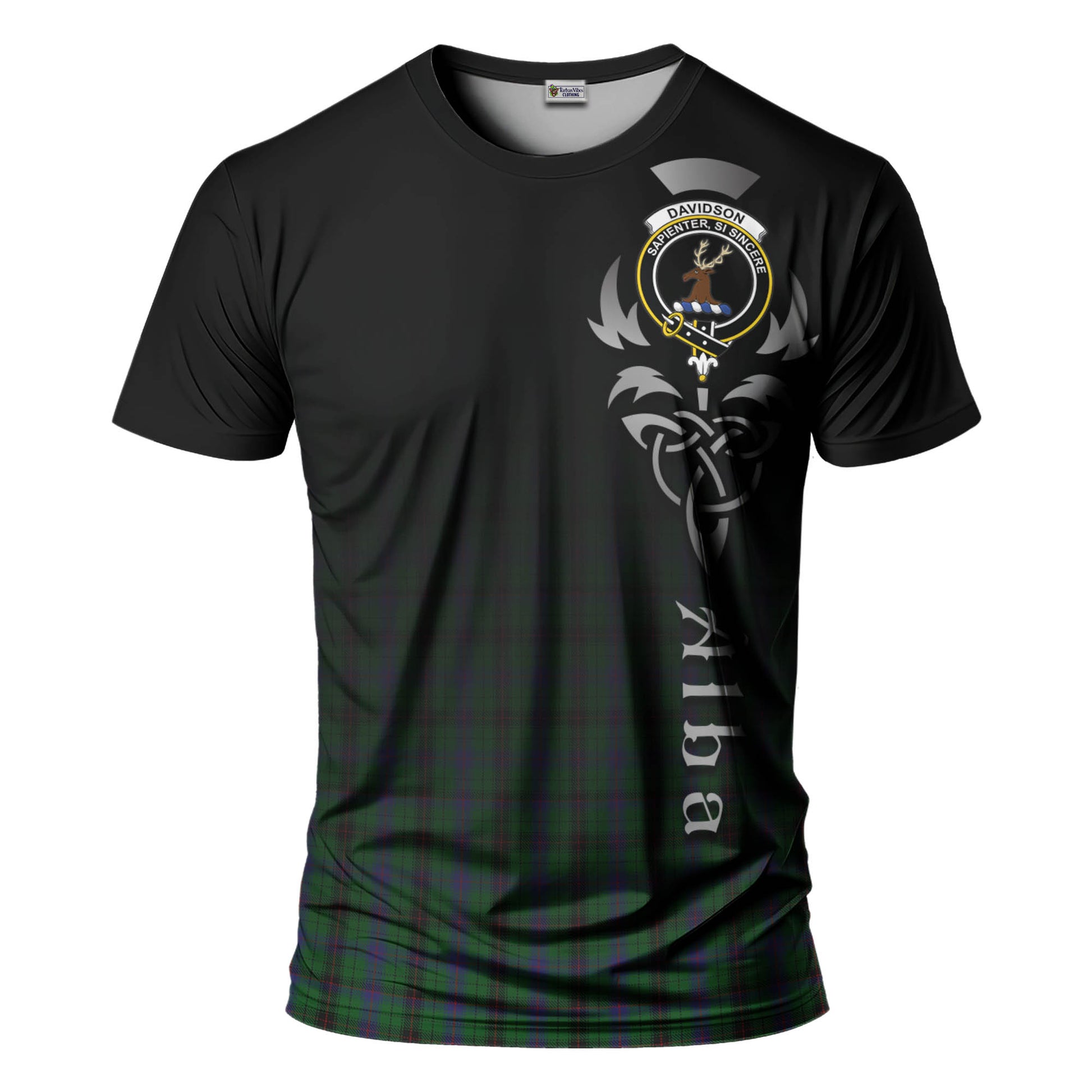 Tartan Vibes Clothing Davidson Tartan T-Shirt Featuring Alba Gu Brath Family Crest Celtic Inspired