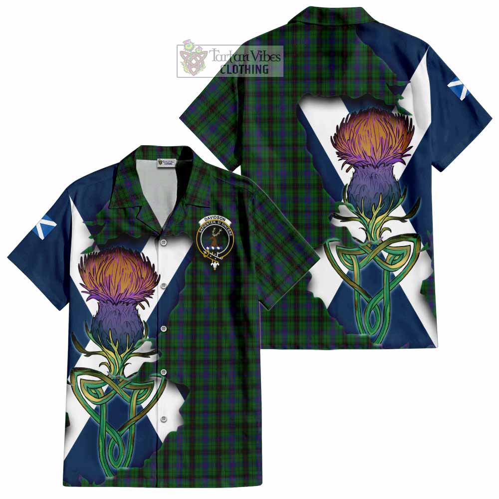 Davidson Tartan Family Crest Hawaiian Shirt Scottish Thistle Celtic Inspired - Tartan Vibes Clothing