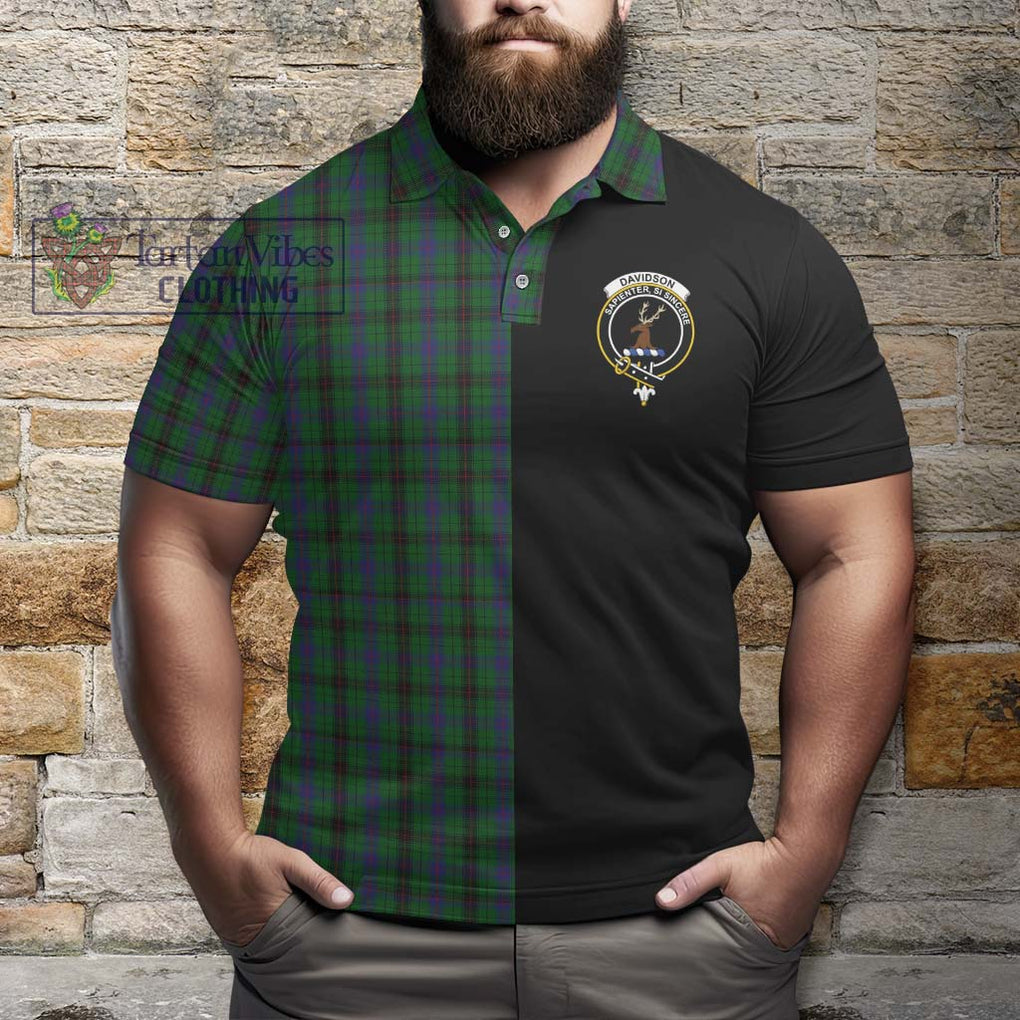 Davidson Tartan Polo Shirt with Family Crest and Half Of Me Style - Tartanvibesclothing Shop