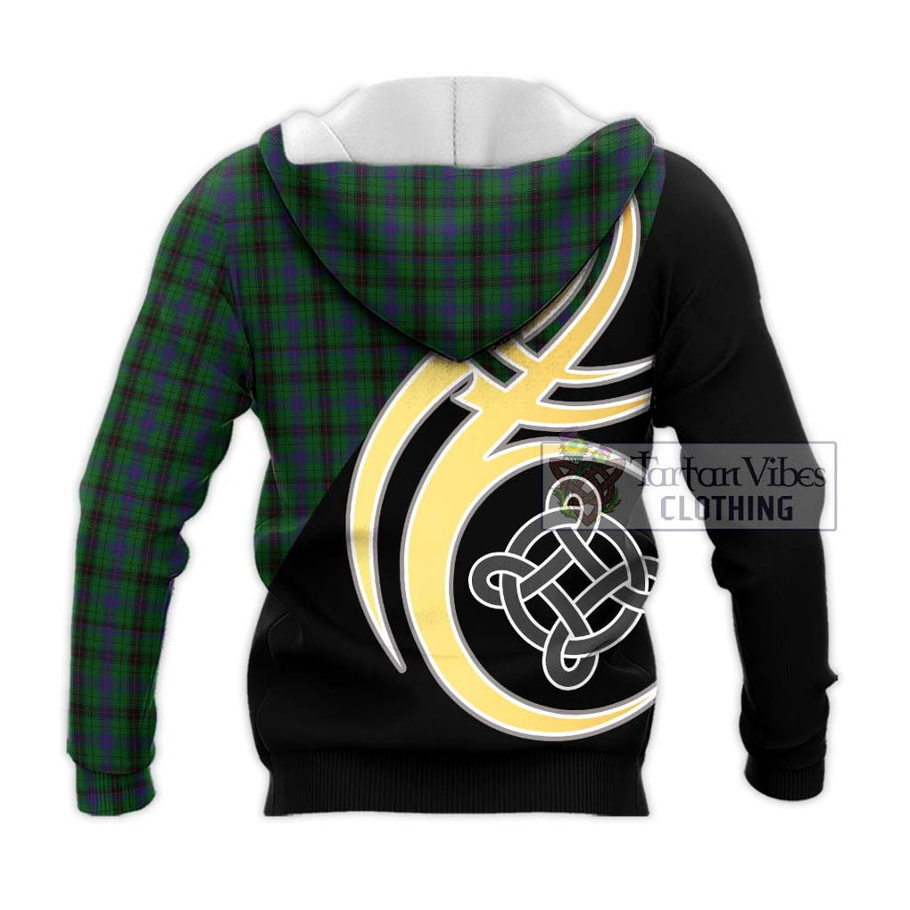 Davidson Tartan Knitted Hoodie with Family Crest and Celtic Symbol Style - Tartan Vibes Clothing