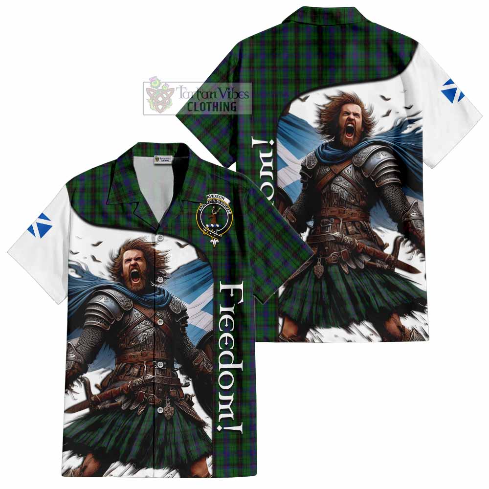 Tartan Vibes Clothing Davidson Crest Tartan Short Sleeve Button Shirt Inspired by the Freedom of Scottish Warrior