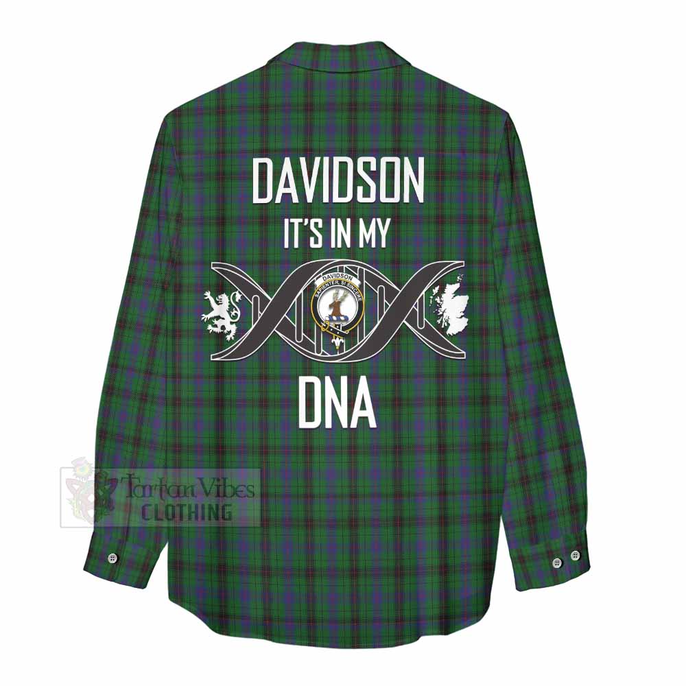 Tartan Vibes Clothing Davidson Tartan Women's Casual Shirt with Family Crest DNA In Me Style