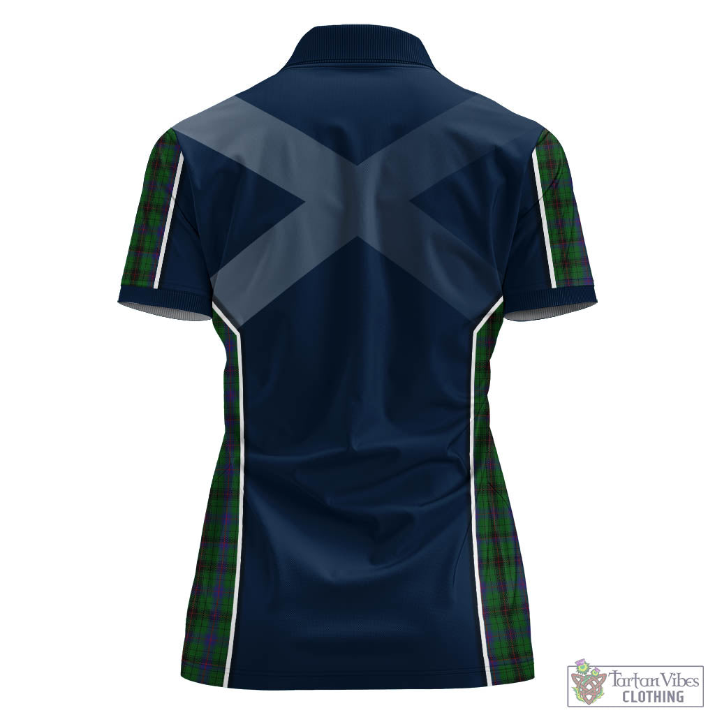 Tartan Vibes Clothing Davidson Tartan Women's Polo Shirt with Family Crest and Scottish Thistle Vibes Sport Style