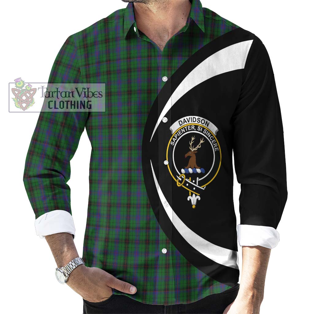 Tartan Vibes Clothing Davidson Tartan Long Sleeve Button Up with Family Crest Circle Style