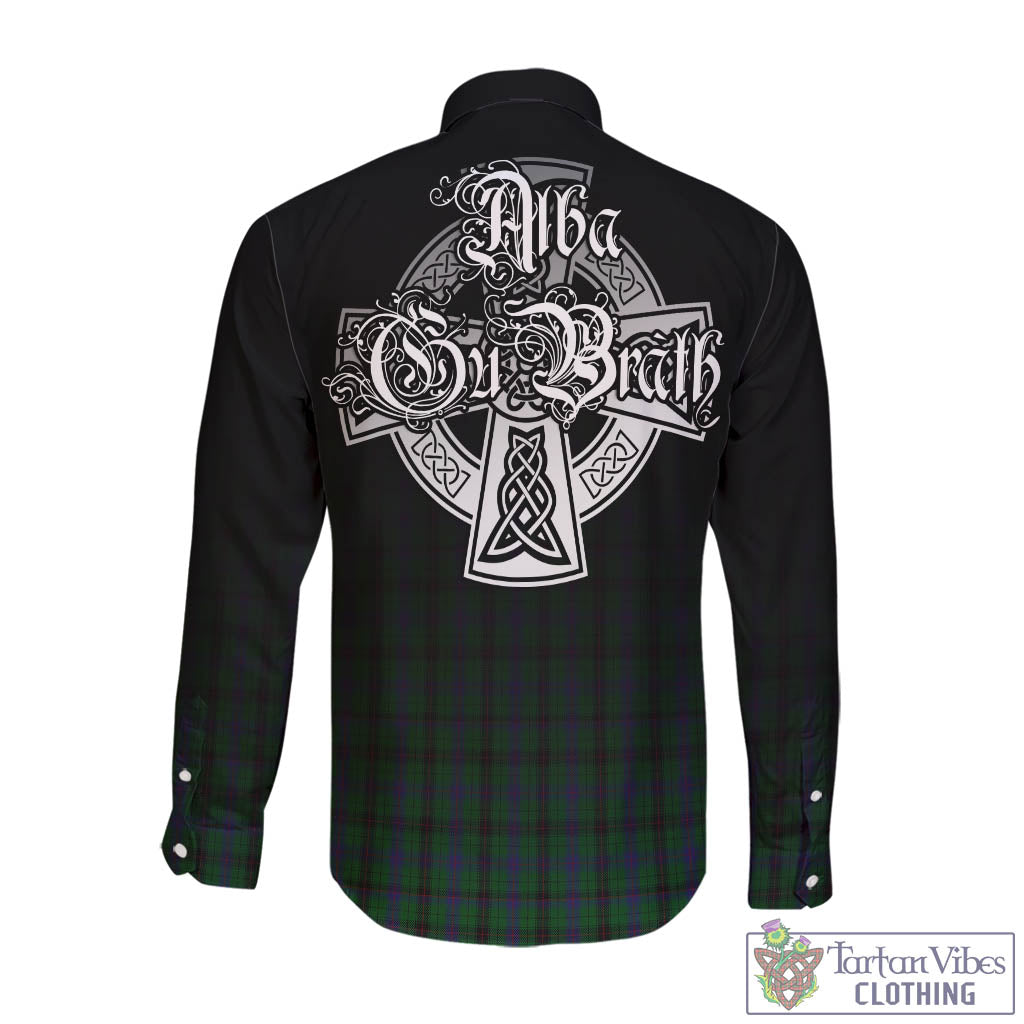 Tartan Vibes Clothing Davidson Tartan Long Sleeve Button Up Featuring Alba Gu Brath Family Crest Celtic Inspired