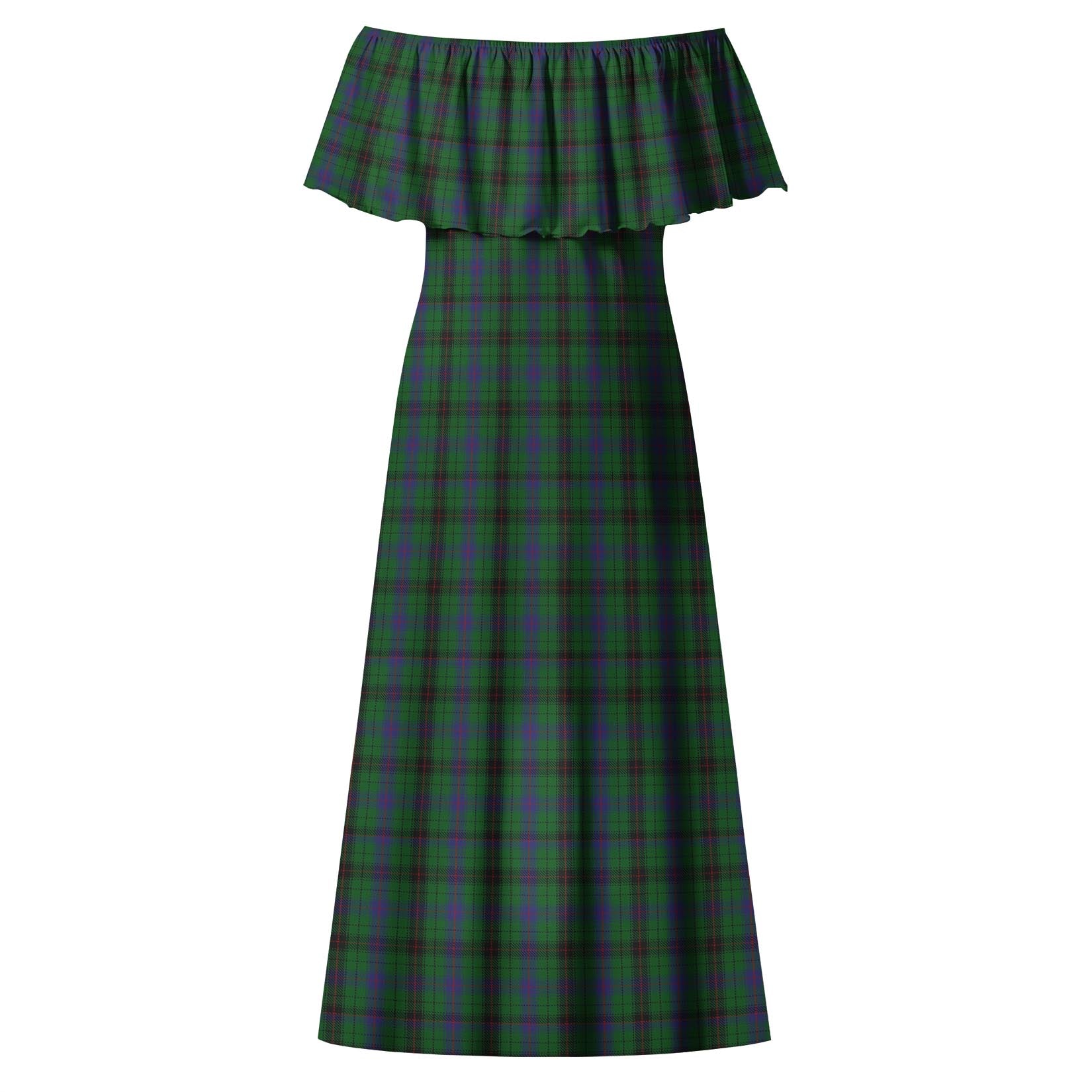 Davidson Tartan Off Shoulder Long Dress - Tartanvibesclothing