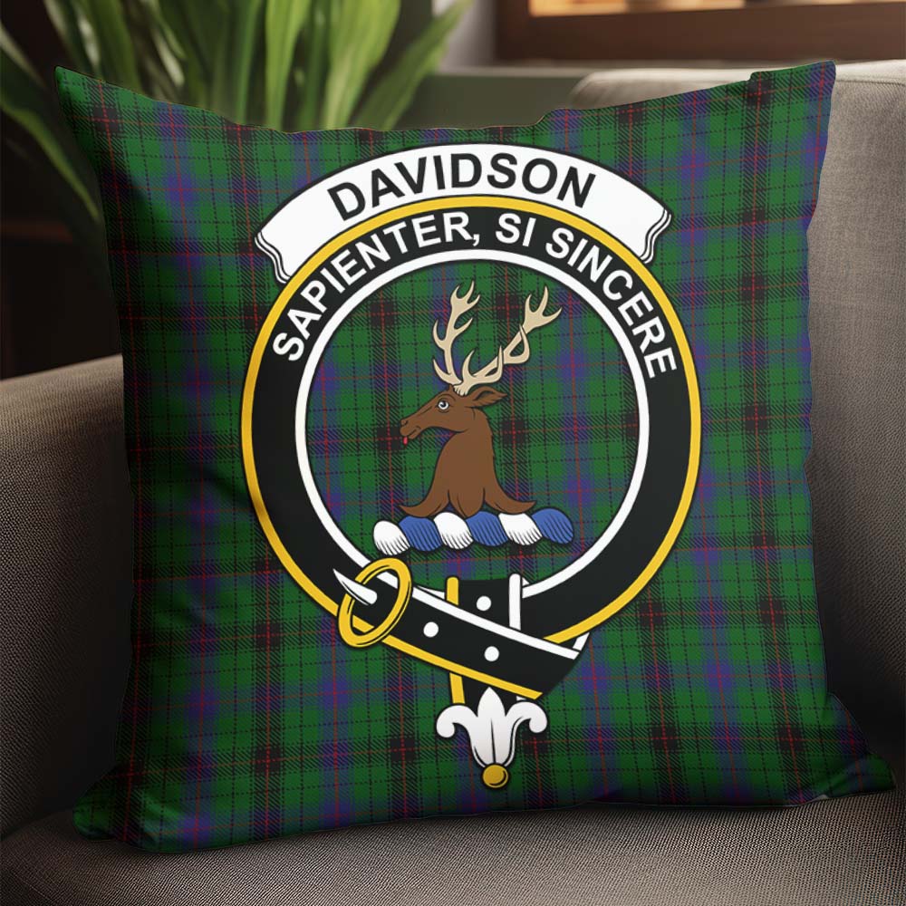 Davidson Tartan Pillow Cover with Family Crest - Tartanvibesclothing