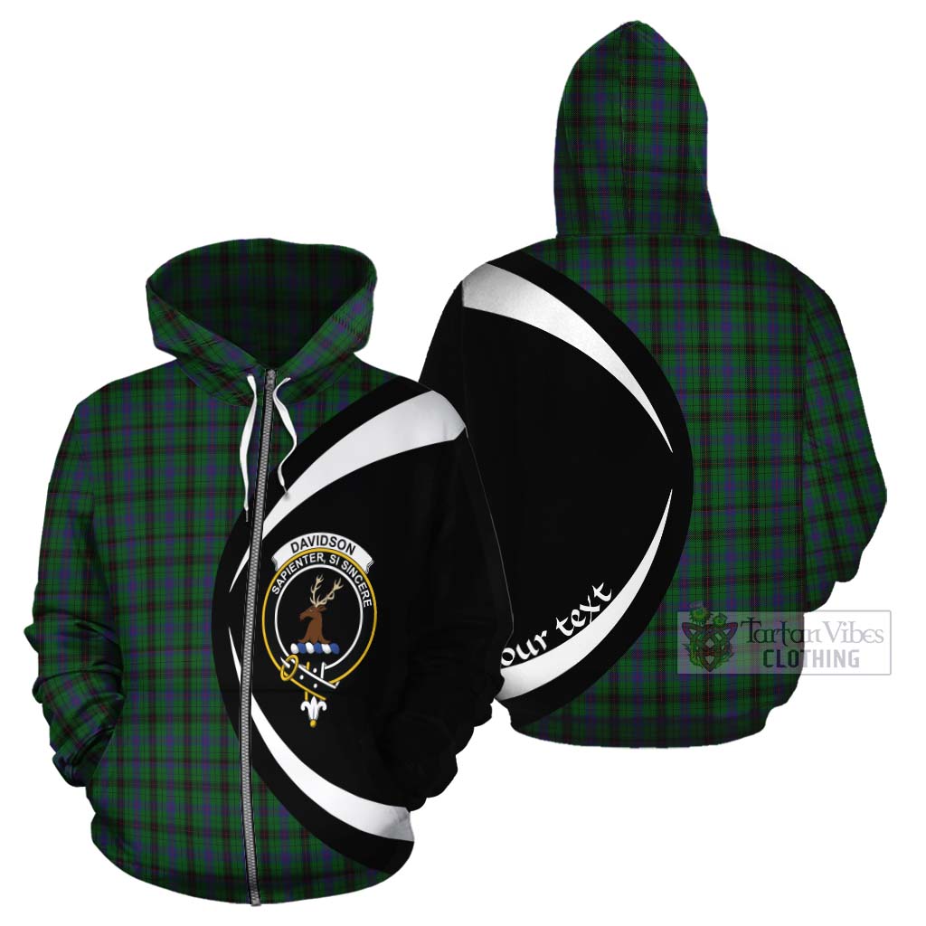 Tartan Vibes Clothing Davidson Tartan Cotton Hoodie with Family Crest Circle Style