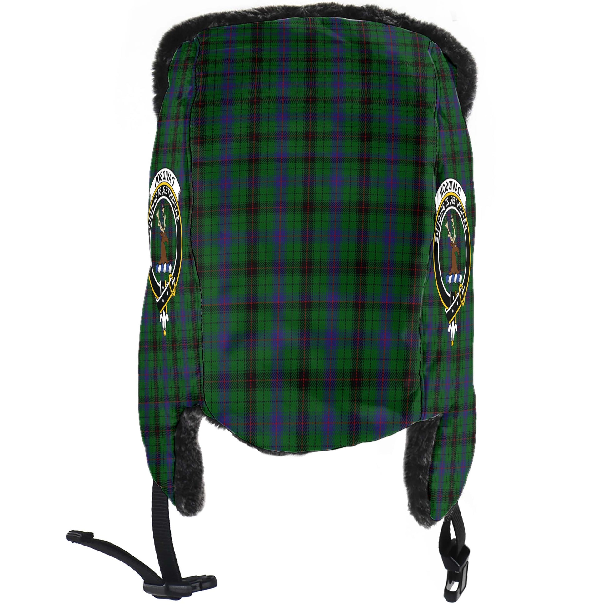 Davidson Tartan Winter Trapper Hat with Family Crest - Tartanvibesclothing