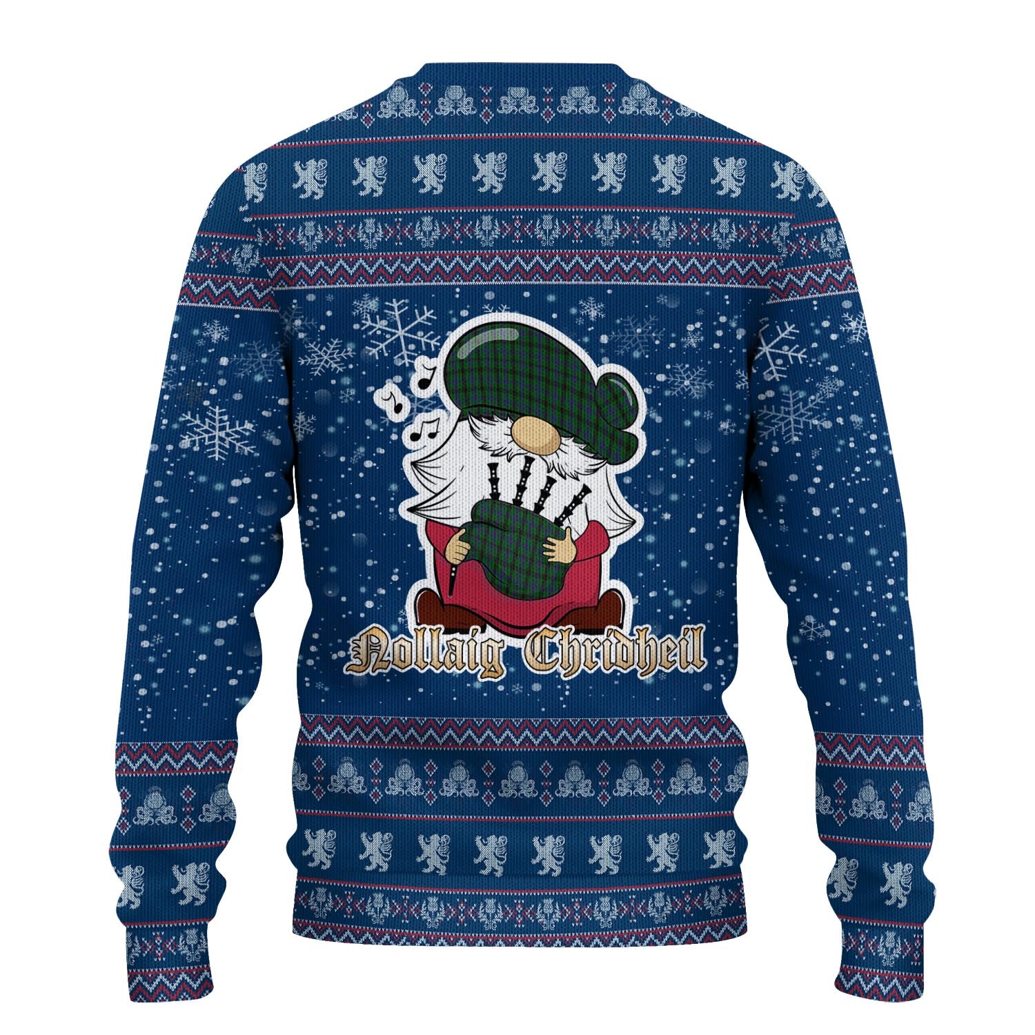 Davidson Clan Christmas Family Knitted Sweater with Funny Gnome Playing Bagpipes - Tartanvibesclothing