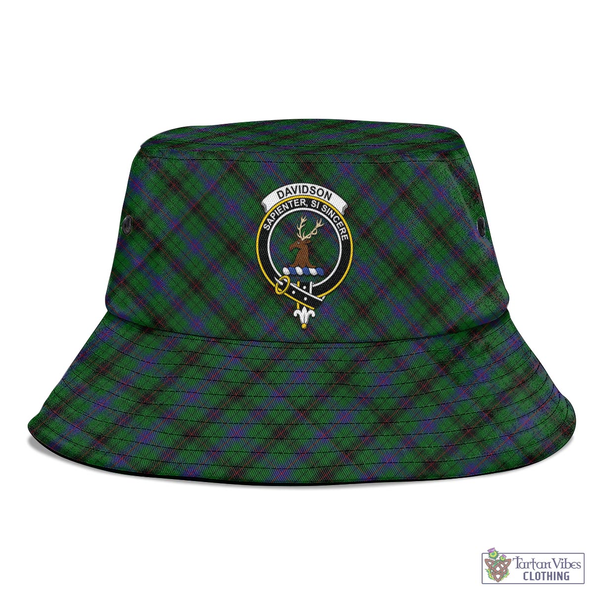 Tartan Vibes Clothing Davidson Tartan Bucket Hat with Family Crest