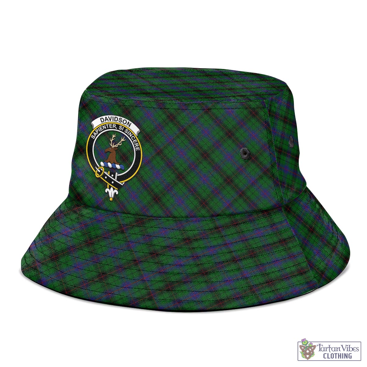 Tartan Vibes Clothing Davidson Tartan Bucket Hat with Family Crest