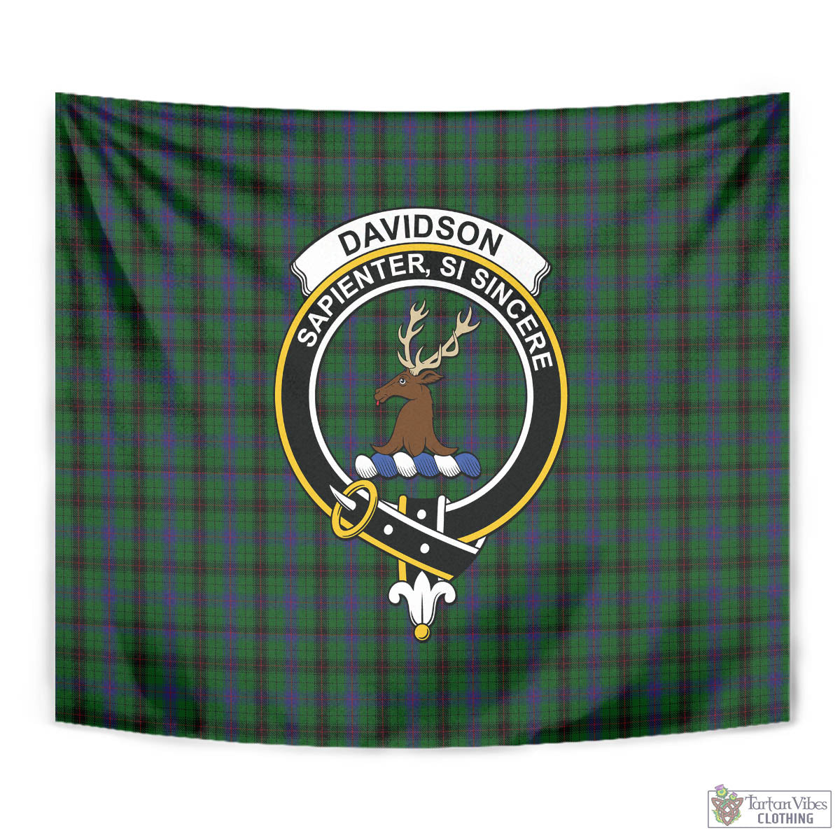 Tartan Vibes Clothing Davidson Tartan Tapestry Wall Hanging and Home Decor for Room with Family Crest