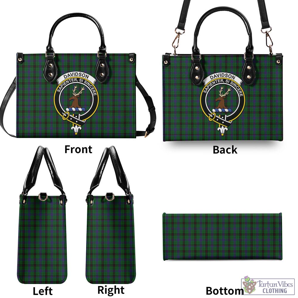 Davidson Tartan Luxury Leather Handbags with Family Crest - Tartan Vibes Clothing