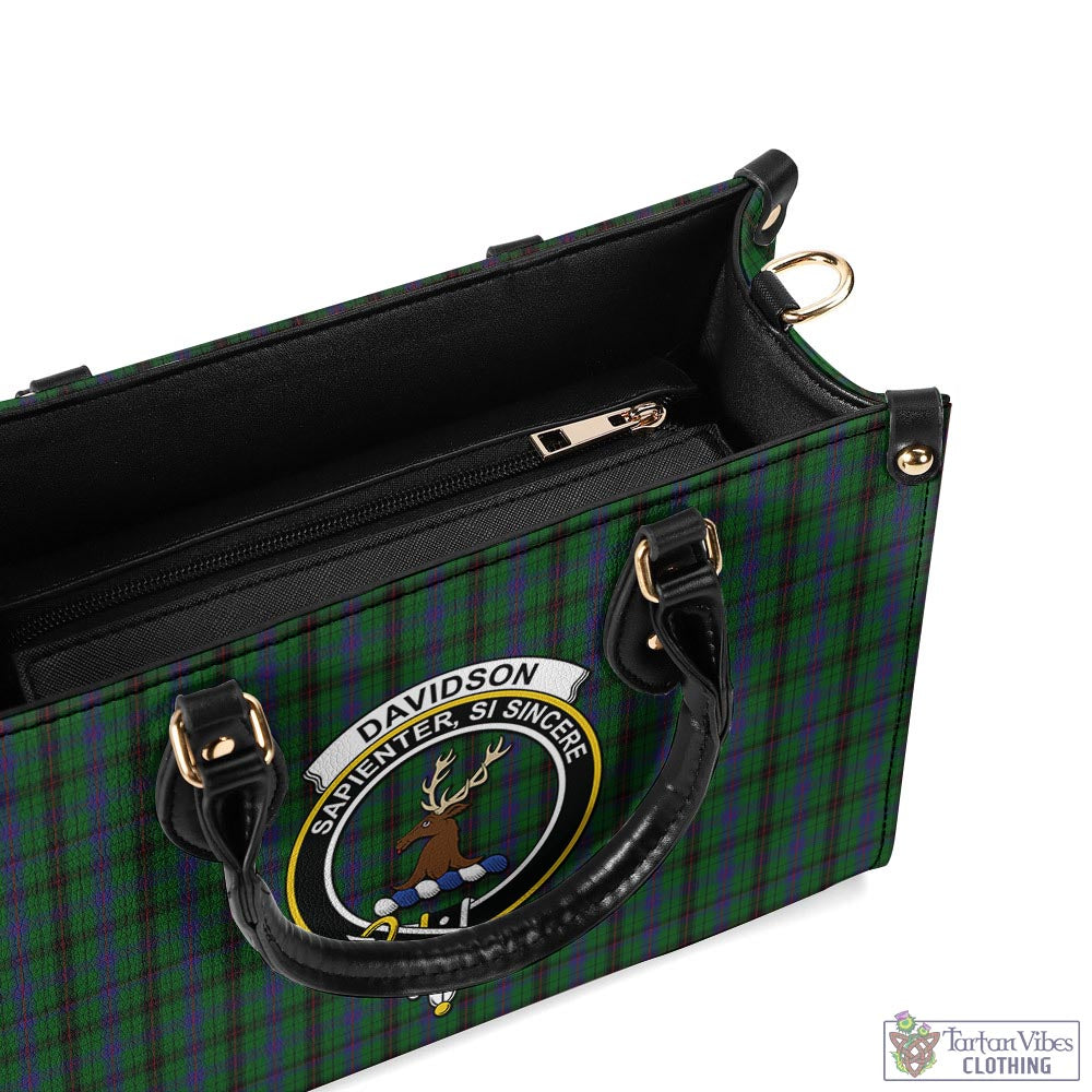 Davidson Tartan Luxury Leather Handbags with Family Crest - Tartan Vibes Clothing