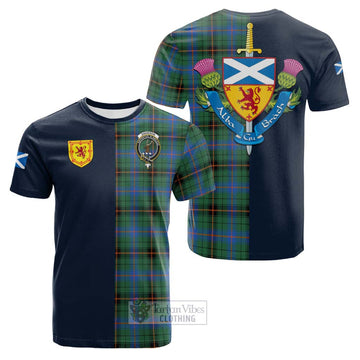 Davidson Ancient Tartan Cotton T-shirt Alba with Scottish Lion Royal Arm Half Style