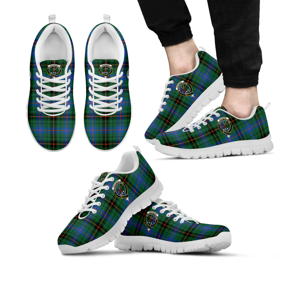 Davidson Ancient Tartan Sneakers with Family Crest Kid's Sneakers - Tartan Vibes Clothing