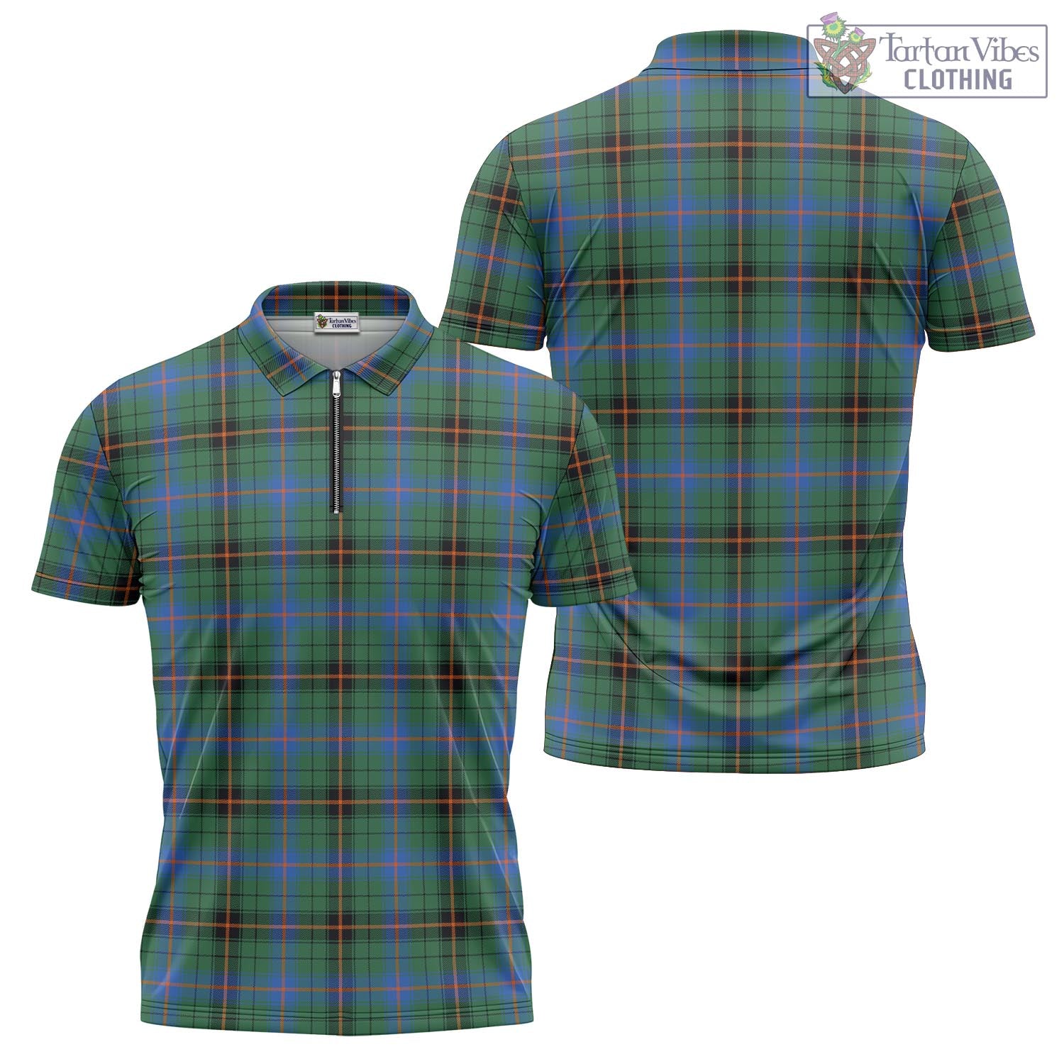 Tartan Vibes Clothing Davidson Ancient Tartan Zipper Polo Shirt