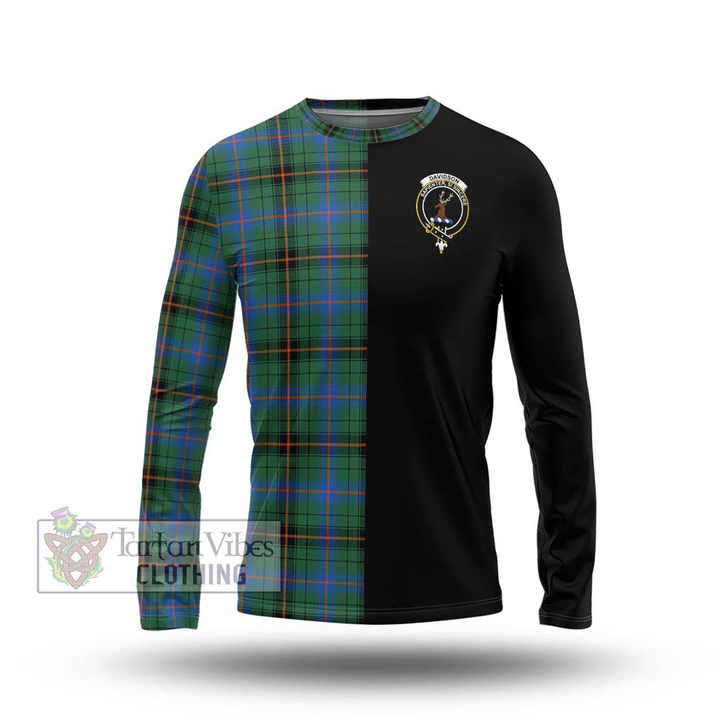 Davidson Ancient Tartan Long Sleeve T-Shirt with Family Crest and Half Of Me Style Unisex - Tartanvibesclothing Shop