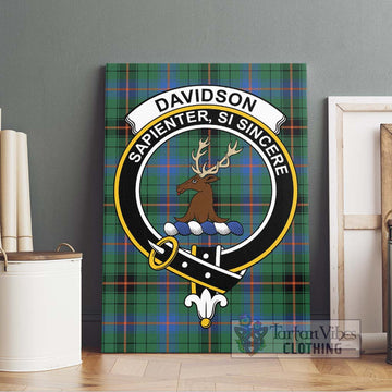 Davidson Ancient Tartan Canvas Print Wall Art with Family Crest