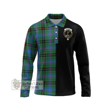 Davidson Ancient Tartan Long Sleeve Polo Shirt with Family Crest and Half Of Me Style