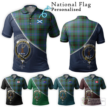 Davidson Ancient Tartan Polo Shirt with Personalised National Flag and Family Crest Half Style