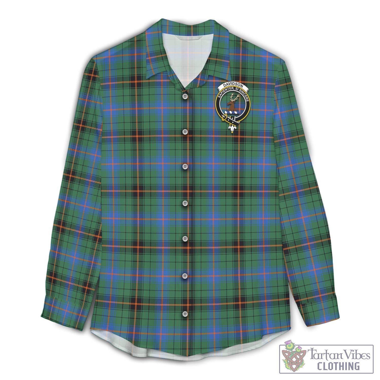 Tartan Vibes Clothing Davidson Ancient Tartan Womens Casual Shirt with Family Crest