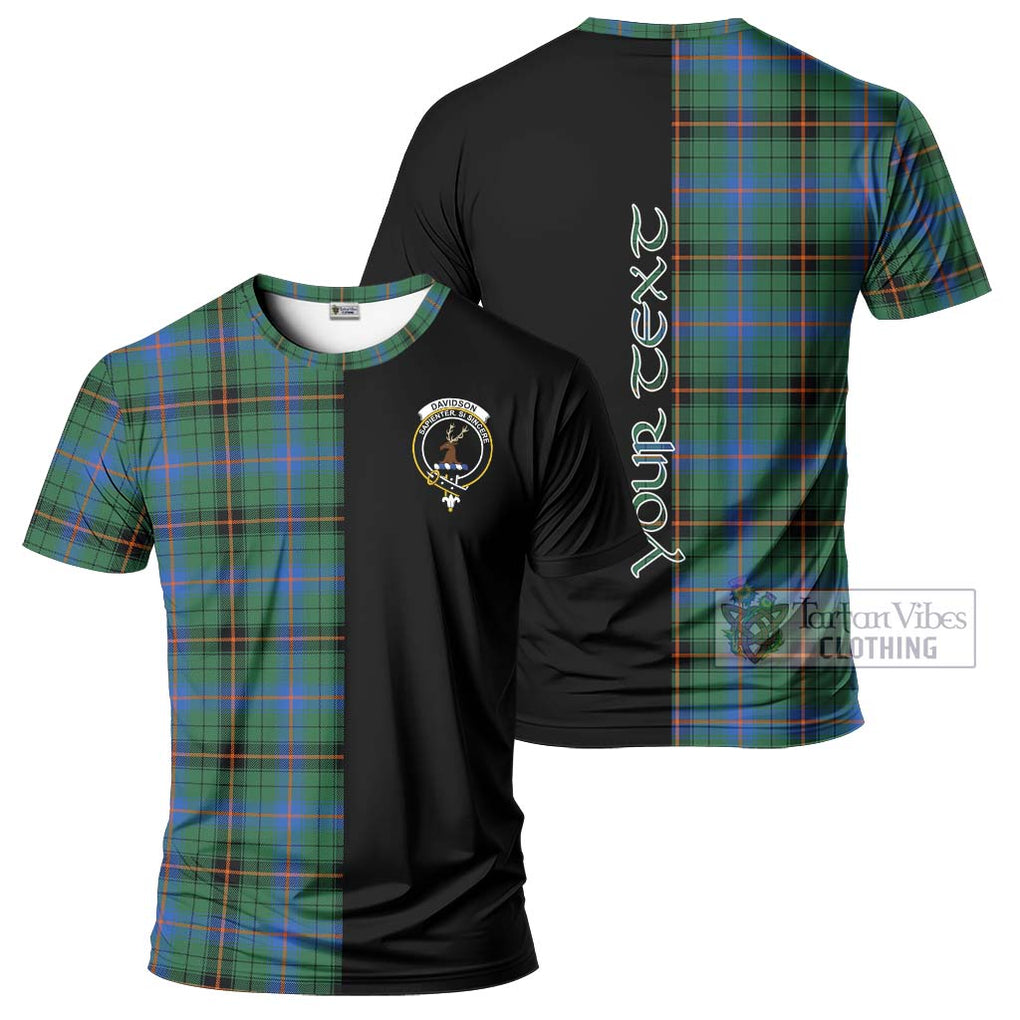 Davidson Ancient Tartan T-Shirt with Family Crest and Half Of Me Style Kid's Shirt - Tartanvibesclothing Shop