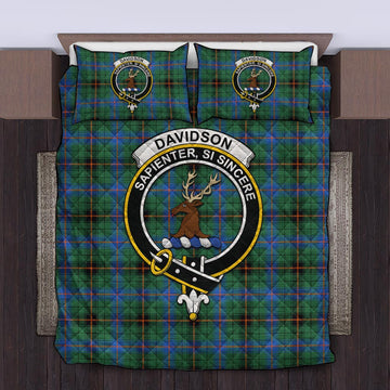 Davidson Ancient Tartan Quilt Bed Set with Family Crest