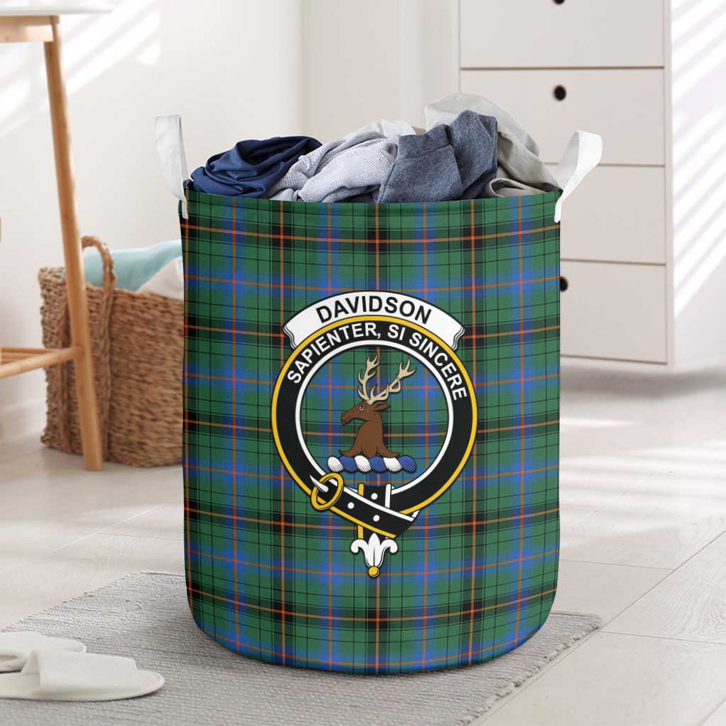 Davidson Ancient Tartan Laundry Basket with Family Crest One Size - Tartanvibesclothing Shop