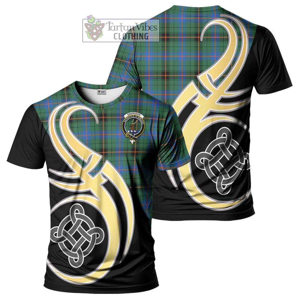 Tartan Vibes Clothing Davidson Ancient Tartan T-Shirt with Family Crest and Celtic Symbol Style