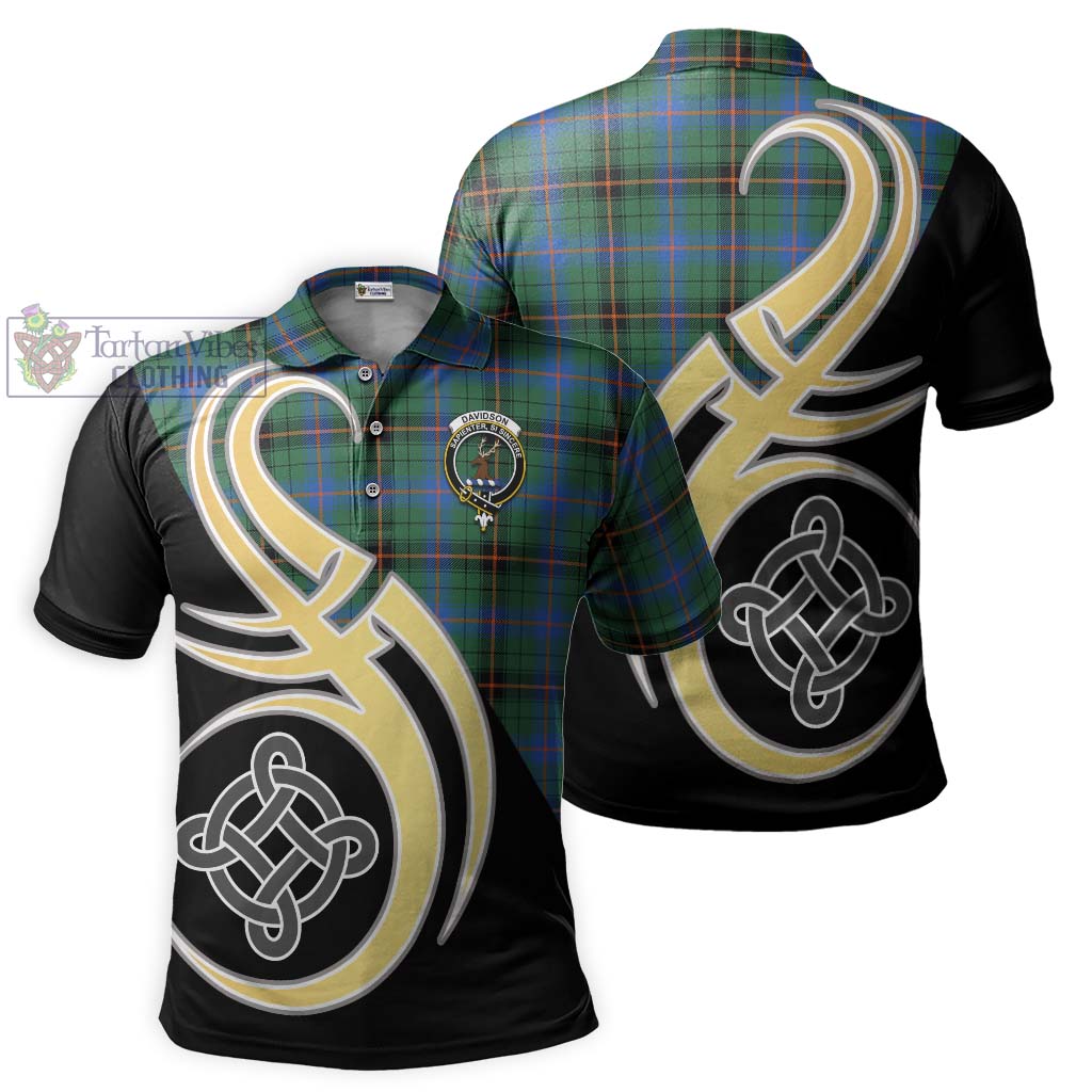Tartan Vibes Clothing Davidson Ancient Tartan Polo Shirt with Family Crest and Celtic Symbol Style