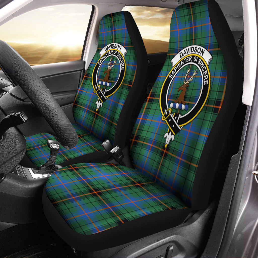 Davidson Ancient Tartan Car Seat Cover with Family Crest One Size - Tartanvibesclothing