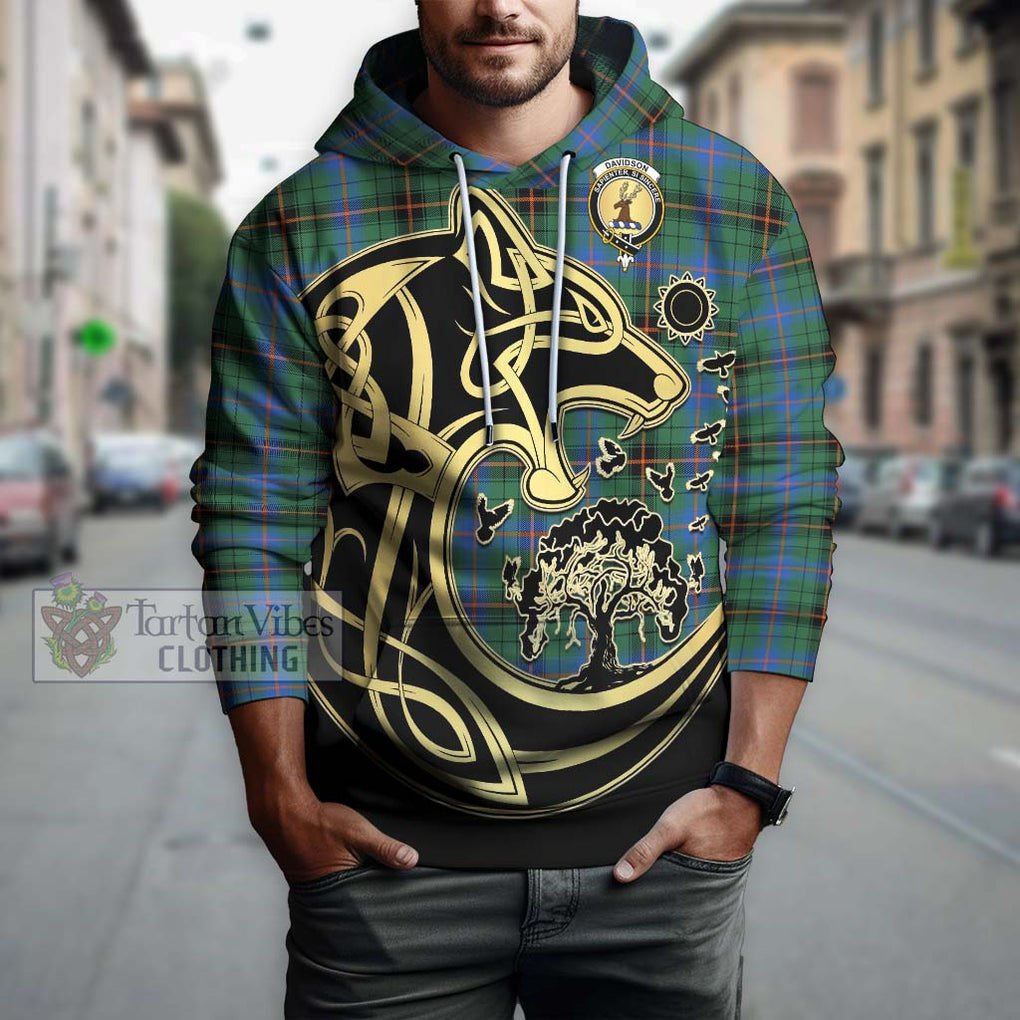 Davidson Ancient Tartan Hoodie with Family Crest Celtic Wolf Style Zip Hoodie - Tartan Vibes Clothing