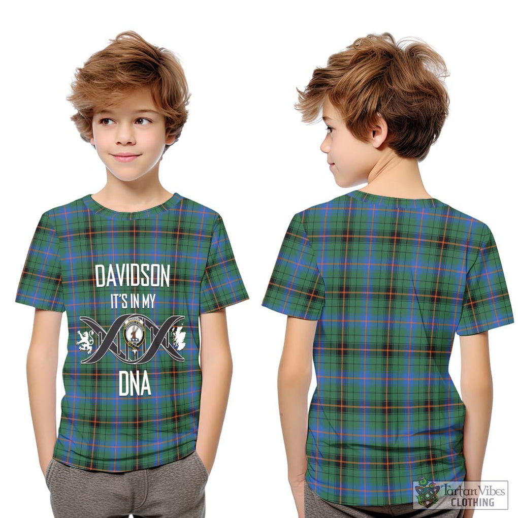 Davidson Ancient Tartan Kid T-Shirt with Family Crest DNA In Me Style Youth XL Size14 - Tartanvibesclothing Shop