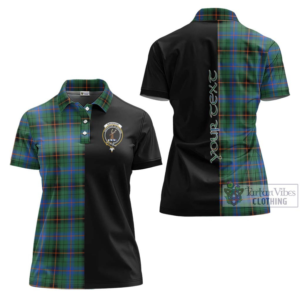 Davidson Ancient Tartan Women's Polo Shirt with Family Crest and Half Of Me Style Women - Tartanvibesclothing Shop