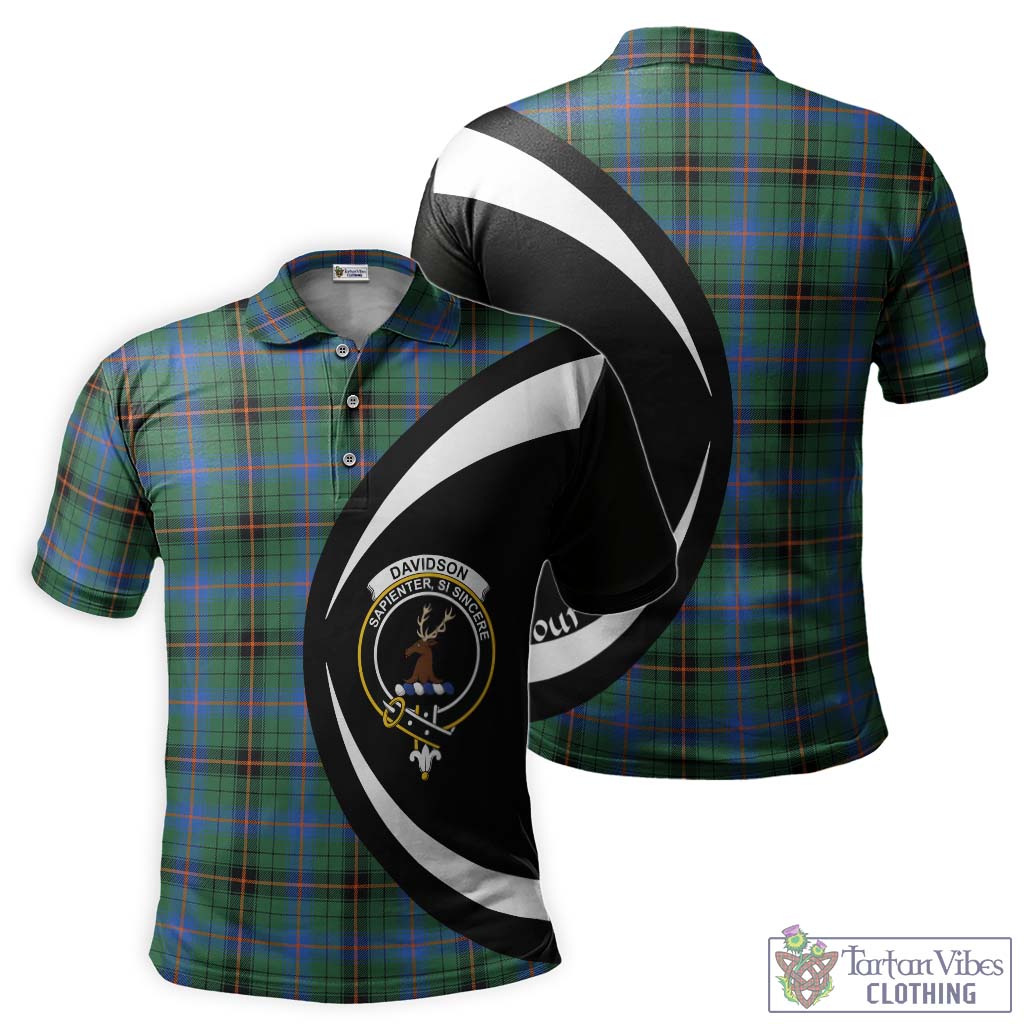 Tartan Vibes Clothing Davidson Ancient Tartan Men's Polo Shirt with Family Crest Circle Style