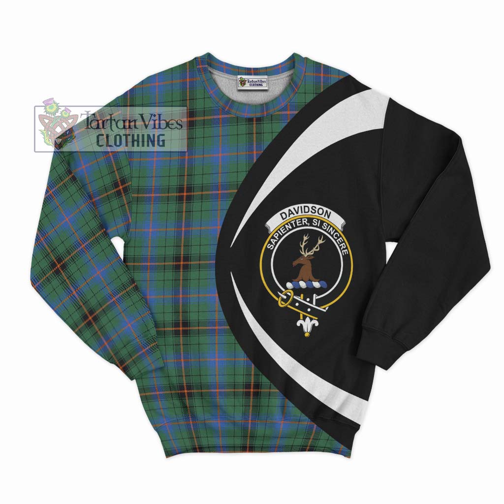 Davidson Ancient Tartan Sweatshirt with Family Crest Circle Style Unisex - Tartan Vibes Clothing