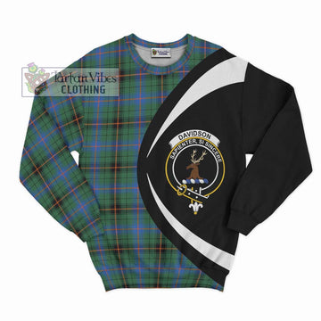 Davidson Ancient Tartan Sweatshirt with Family Crest Circle Style